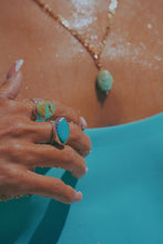 Load image into Gallery viewer, Turquoise Thick Hammered Band, Sterling Silver - Toasted Jewelry