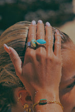 Load image into Gallery viewer, Turquoise Thick Hammered Band, Sterling Silver - Toasted Jewelry