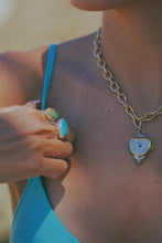 Load image into Gallery viewer, Turquoise Thick Hammered Band, Sterling Silver - Toasted Jewelry