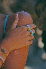 Load image into Gallery viewer, Turquoise Thick Hammered Band, Sterling Silver - Toasted Jewelry