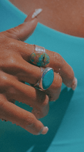 Load image into Gallery viewer, Turquoise Thick Hammered Band, Sterling Silver - Toasted Jewelry