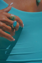 Load image into Gallery viewer, Turquoise Thick Hammered Band, Sterling Silver - Toasted Jewelry