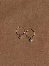 Load image into Gallery viewer, 14K Yellow Gold Pearl Mini Hoops - Toasted Jewelry