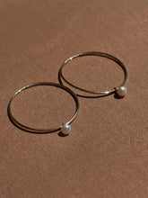 Load image into Gallery viewer, 14K Yellow Gold Pearl Hoops - Toasted Jewelry