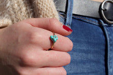 Load image into Gallery viewer, Dainty Hammered Turquoise Ring - Toasted Jewelry