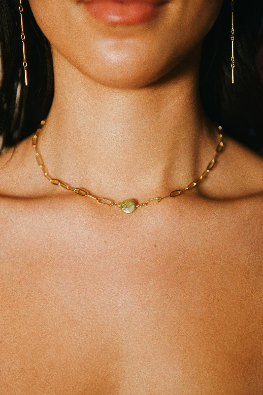 Green Pearl Link Chain