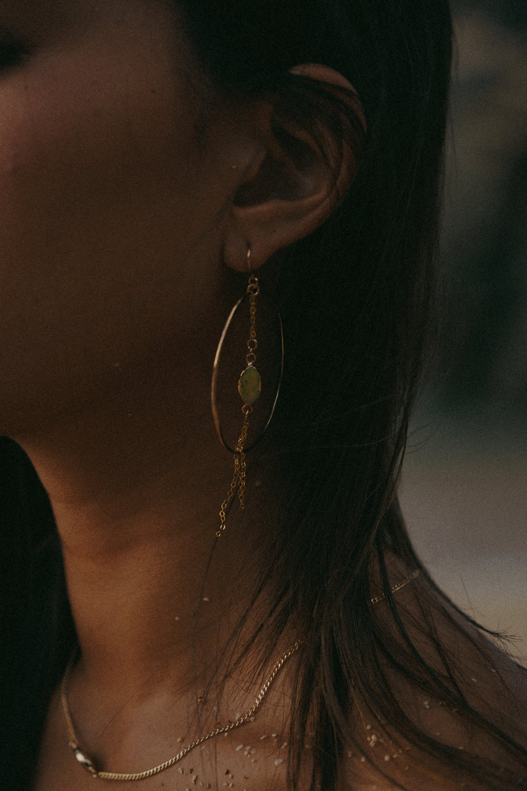 Momi Green Pearl Hoops