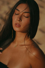 Load image into Gallery viewer, Sunset Green Pearl Hoops
