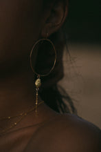 Load image into Gallery viewer, Sunset Green Pearl Hoops
