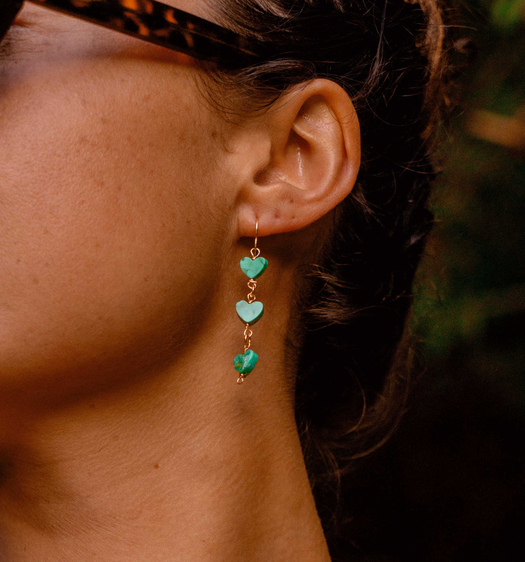 Turquoise Heart Drop Earrings