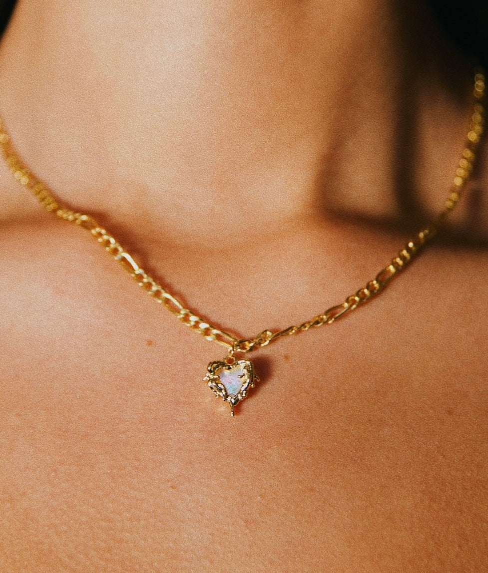Illicit Pearl Heart Figaro Necklace