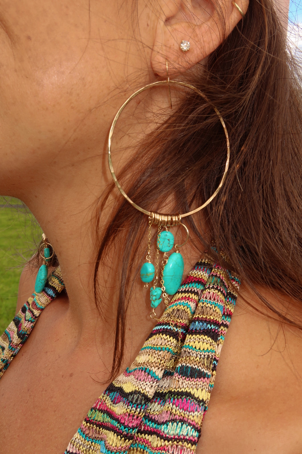 Minnie Turquoise Hoops
