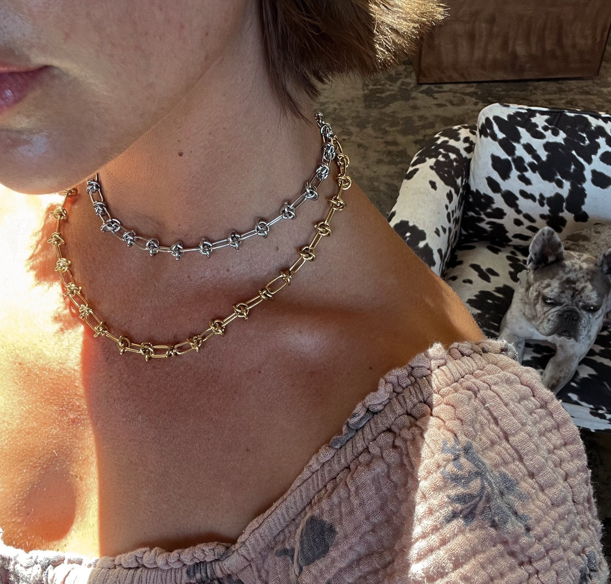 Link Chain Gold Barbed Wire Necklace Barbed Wire Necklace