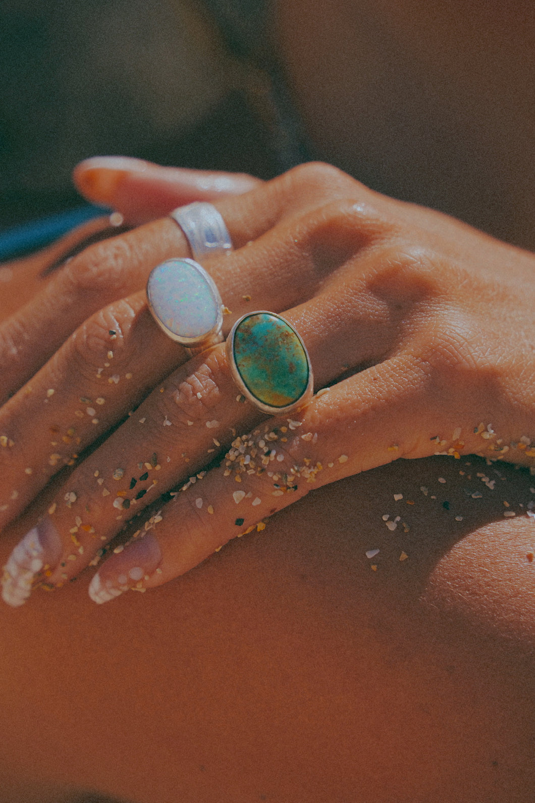 Opal or Turquoise Thick Floral Band