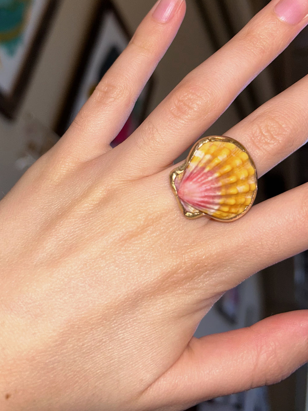 Sunrise Shell Floral Band Ring