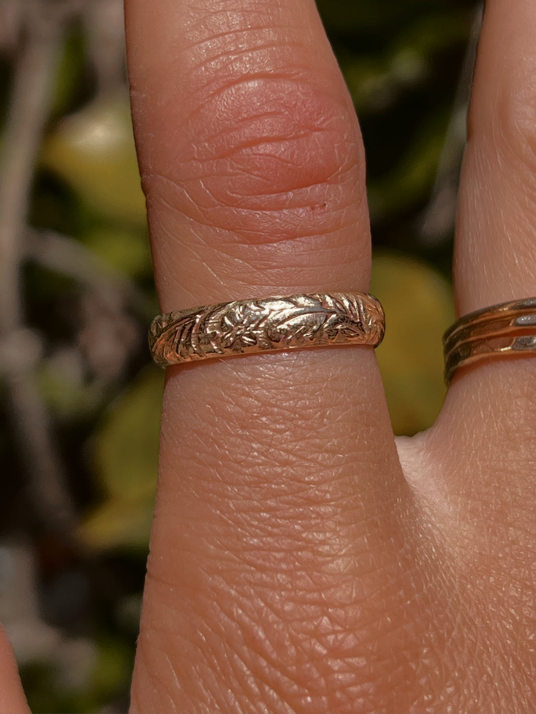 Carved Floral Band with Diamonds – Ashley Zhang Jewelry