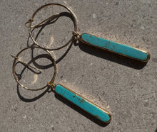Load image into Gallery viewer, Mini Turquoise Bar Hoops
