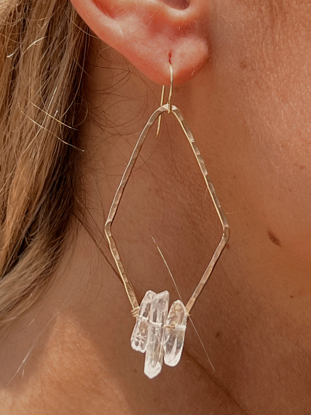 Papaya Crystal Diamond Earrings