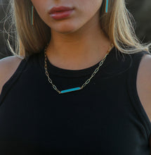 Load image into Gallery viewer, Turquoise Bar Thick Chain Link Necklace
