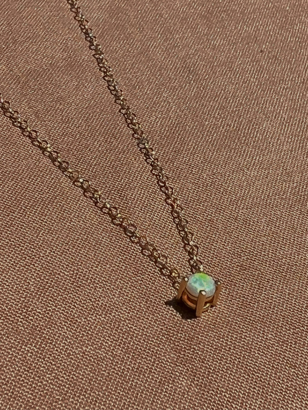 14k Yellow Gold White Opal Necklace