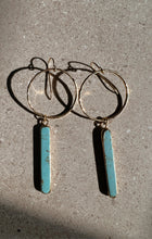 Load image into Gallery viewer, Mini Turquoise Bar Hoops
