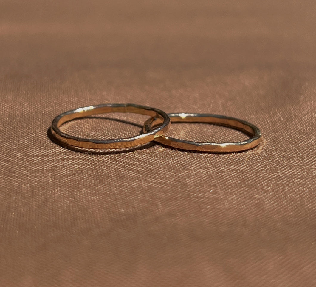 14k Yellow Gold Hammered Rings