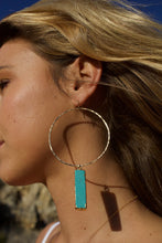 Load image into Gallery viewer, Turquoise Bar Hoops
